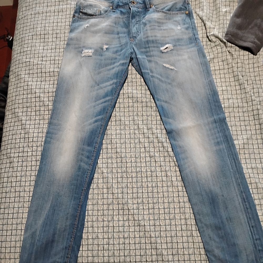 Diesel Men's Light Blue Distressed Skinny Jeans